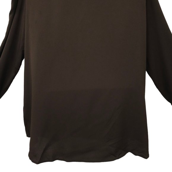 Chicos Covered Placket Button Front Shirt Women Size 2 US L/12 Brown Long Sleeve - Picture 13 of 15